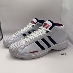 Adidas Size 13 SM PRO MODEL 2G JH9103 White Patent Leather Basketball Shoes